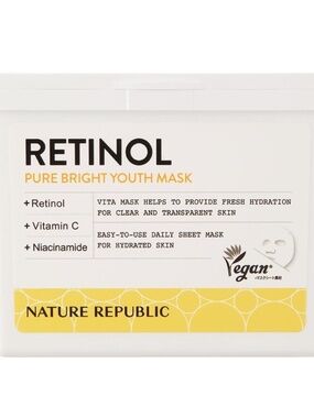 NEW NATURE REPUBLIC Cube Sheet Mask Retinol Pure Bright Youth Mask SEALED 350 ml
